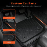 3D Custom Fit TPE Floor Liners & Trunk Mat Set for 2013-2016 Ford Fusion / Lincoln MKZ (Fits Gas/Hybrid, Excludes 2017+)