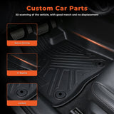 3Pcs Car Floor Mats Liner Front and Rear TPE Black Replacement for Taurus 2010-2019