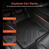 3Pcs Car Floor Mats Front and Rear TPE Black Replacement for Edge 2015-2024