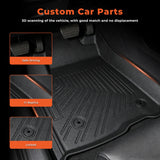 Black 3Pcs Front and Rear TPE Car Floor Mats Replacement for Silverado 1500 Replacement for Sierra 1500 Crew Cab 2019-2026 with Rear Storage