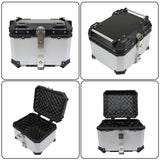 labwork 45L Motorcycle Top Case Tail Box with Backrest and Mounting Plate Hard Aluminum Alloy Watertightness Security Lock Against Theft Silver Metal Motorcycle Trunk Tour Tail Box
