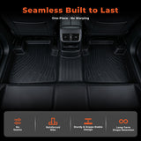 3Pcs Car Floor Mats Liner Front and Rear TPE Black Replacement for Chero-kee 2015-2023