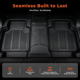 3 In 1 Car Floor Mats Front Rear Rubber Black Universal Fit Carpet Set