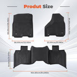 3-Piece 3D Injection Molded All-Weather Rubber Floor Mats for 2009-2018 Dodge Ram 1500 2500 3500 Classic