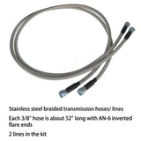 labwork 3/8 52 Inch 6AN Stainless Steel Braided Transmission Oil Cooler Hoses Set with Adaptors Replacement for Turbo 350 Turbo 400 Turbo 200-200R4 700R4 12PCS Lab Work Auto