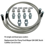 labwork 3/8 52 Inch 6AN Stainless Steel Braided Transmission Oil Cooler Hoses Set with Adaptors Replacement for Turbo 350 Turbo 400 Turbo 200-200R4 700R4 12PCS Lab Work Auto