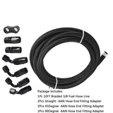 labwork Fuel Line Hose Kit, Nylon Stainless Steel Braided 3/8 Fuel Line 6AN 10FT Oil/Gas/Fuel Hose End Fitting Hose with 6 PCS Swivel Fuel Hose Fitting Adapter Hose Separator Clamp Kit Lab Work Auto
