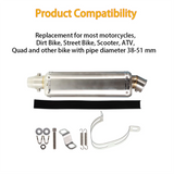 Labwork 1.5-2 Stainless Steel Exhaust Muffler Pipe Slip On w/ DB Killer Replacement for Motorcycle Bike Scooter ATV LAB WORK MOTO