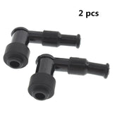 Labwork 2 Pcs Spark Plug Boot Cap Cover Resistor 90 Degree ATV Motorcycle Black LAB WORK MOTO