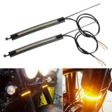 Labwork 2Pcs Motorcycle Flow Amber LED Turn Signal Dual-Color White Amber Strip Light LAB WORK MOTO