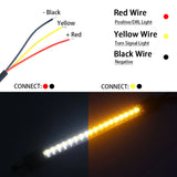 Labwork 2Pcs Motorcycle Flow Amber LED Turn Signal Dual-Color White Amber Strip Light LAB WORK MOTO