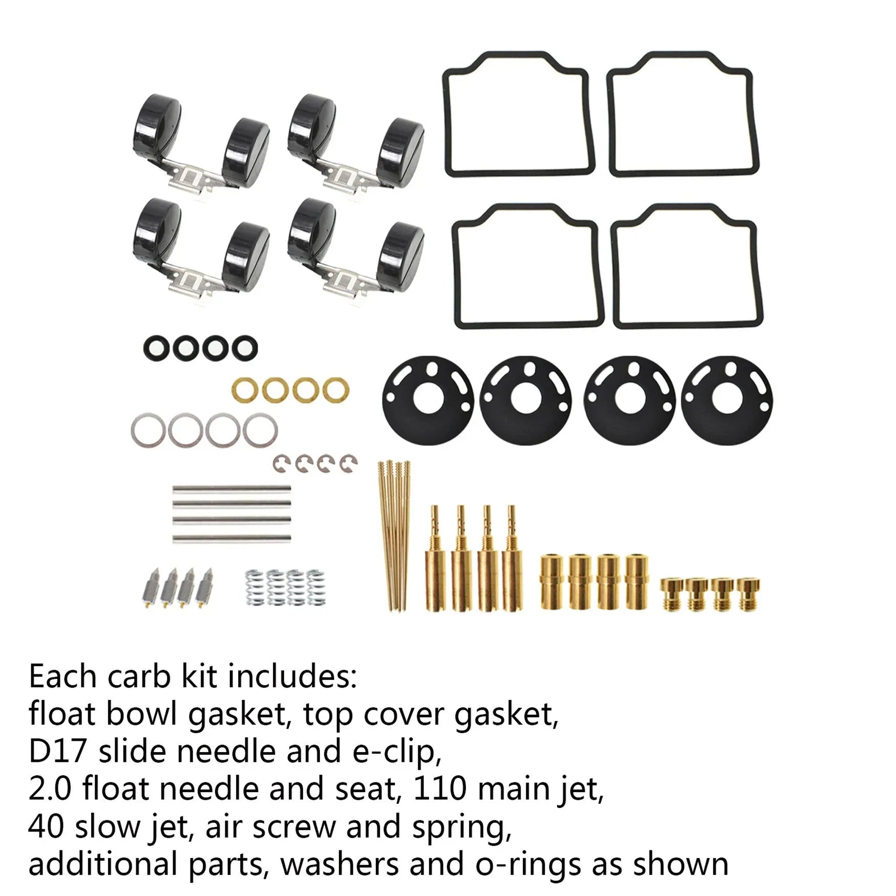 Labwork 4-Pack Carburetor Carb Repair Rebuild Kits Replacement for Honda CB750 1969-1974, CB750K 1975-1976 LAB WORK MOTO