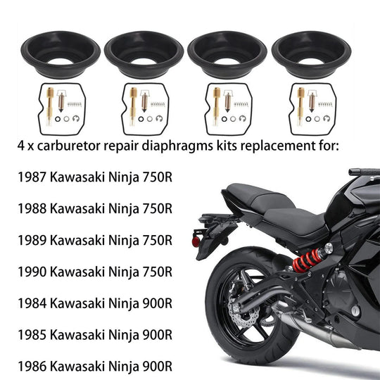 Labwork 4-Pack Carburetor Rebuild Carb Repair Kits Replacement for Kawasaki Ninja 750R 1987-1990 900R 1984-1986