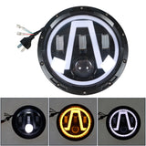 Labwork Motorcycle 7 LED Round Projector Headlight with High Low Beam DRL Replacement for FLD Touring Softail Trike Models LAB WORK MOTO