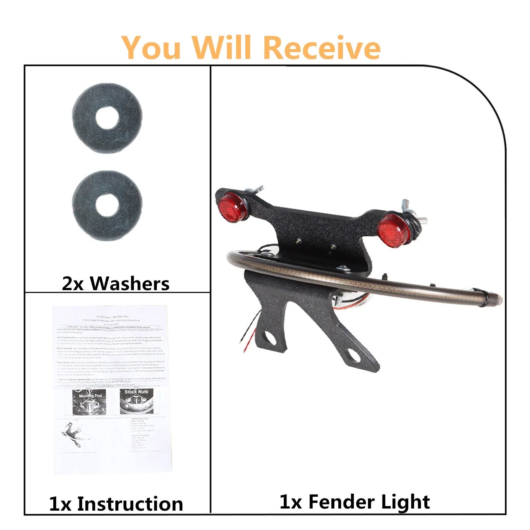 Labwork Motorcycle Fender Tail Turn Signal Light Bar Tag Bracket Replacement for Victory Vegas 8-Ball High Ball Gunner LAB WORK MOTO
