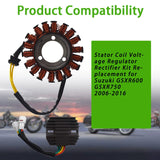 Labwork Stator Coil Voltage Regulator Rectifier Kit Replacement for Suzuki GSXR750 GSXR600 GSXR 600 750 2006-2016 LAB WORK MOTO