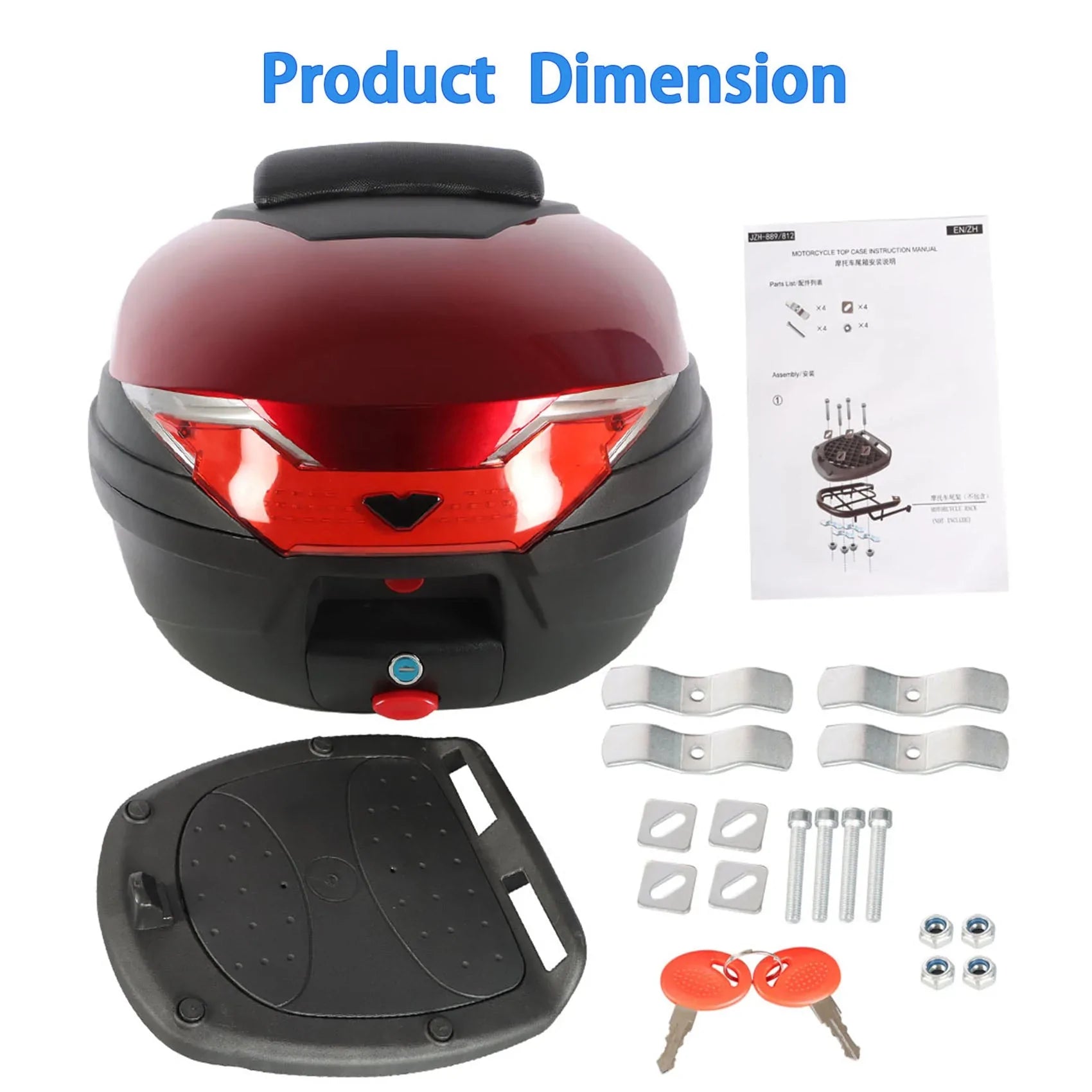 Labwork Very Useful Accessory Motorcycle Rear Top Box Tail Trunk Luggage Storage Case Tour Tail Scooter Trunk Luggage Storage Carrier Case 32L LAB WORK MOTO