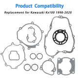 Top and Bottom End Complete Gasket Kit Set Replacement for Kawasaki Kx100 1998-2020
