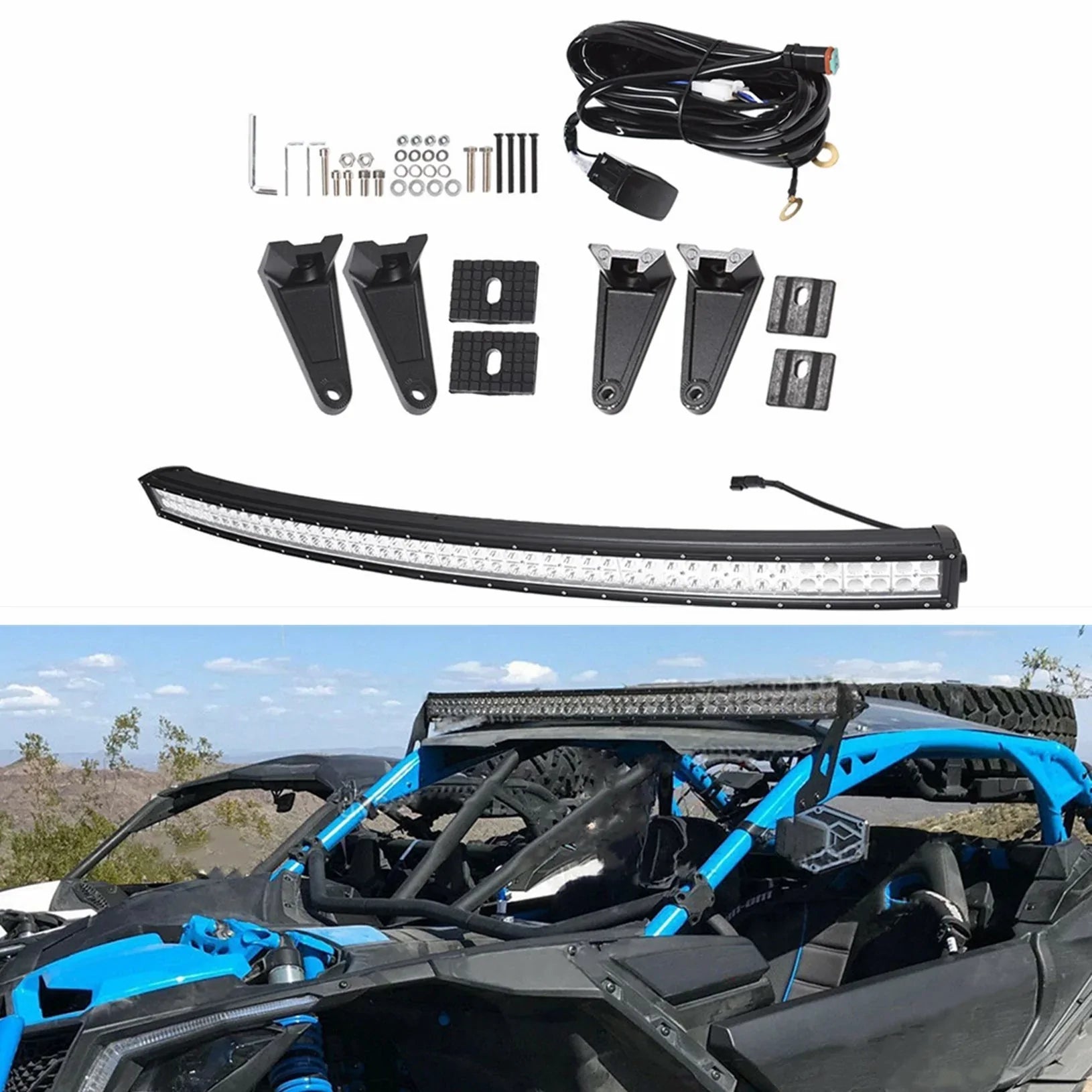 labwork 50 Roof Mount Combo Curved LED Light Bar Windshield Replacement for Can-am Maverick X3 Max LAB WORK MOTO