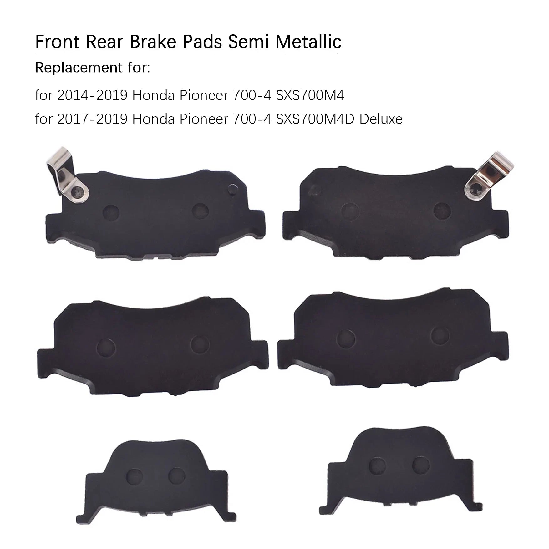 labwork A Group of Front & Rear Semi-Metallic Brake Pads Replacement for 2014-2019 Honda Pioneer 700-4 SXS700 Deluxe M4 M4D 06435-HN8-01 LAB WORK MOTO