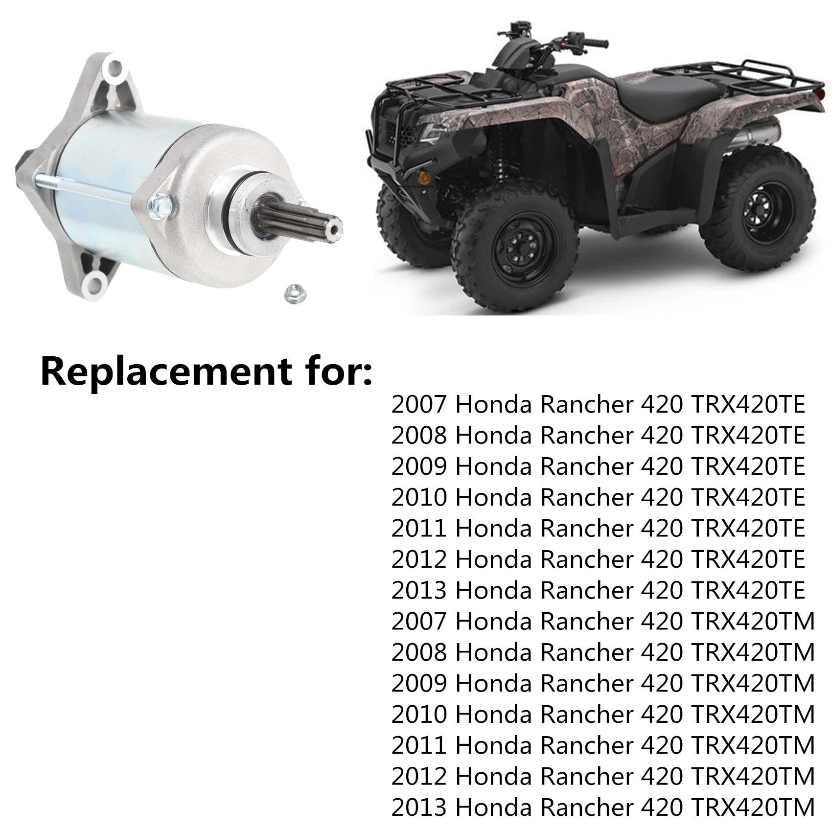 labwork Starter Motor Replacement for Honda Rancher 420 TRX420TE TRX420TM 31200-HP5-601 31200-HR0-F01 LAB WORK MOTO
